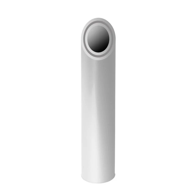 Wasser PP-R Thermal Insulated pipe in white, showing the insulating middle layer at the cut end